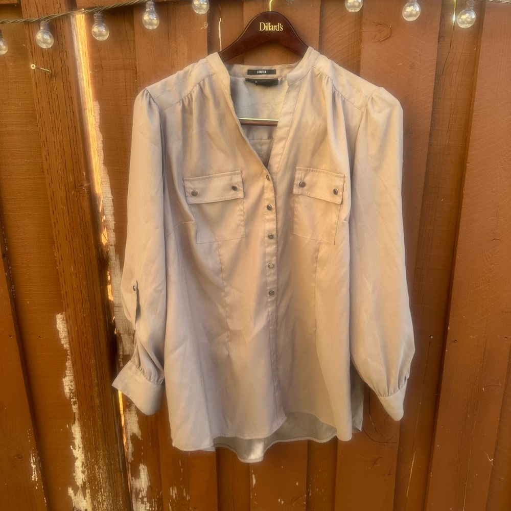 Style & Co. Beige Button-Front Blouse